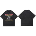 Washed Vintage Black Skull Graphic Oversized T-Shirt — side view