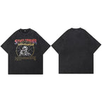 Washed Vintage Black Skull Graphic Oversized T-Shirt — side view