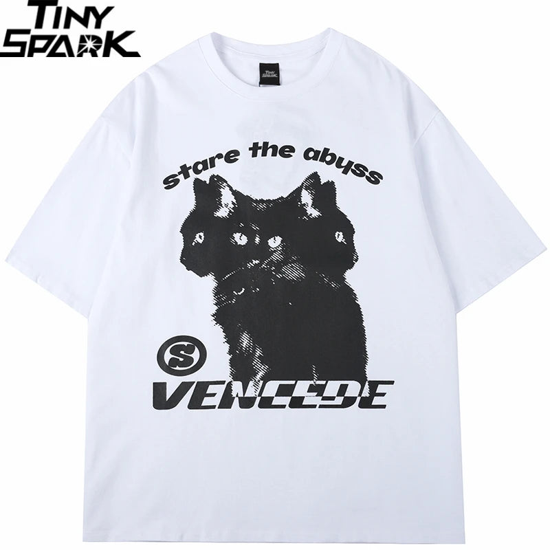Black Cat Graphic Loose T-Shirt — detail shot
