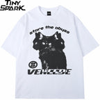 Black Cat Graphic Loose T-Shirt — detail shot