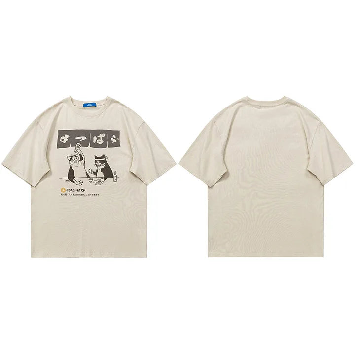 Cat Cartoon T-Shirt — fit shot