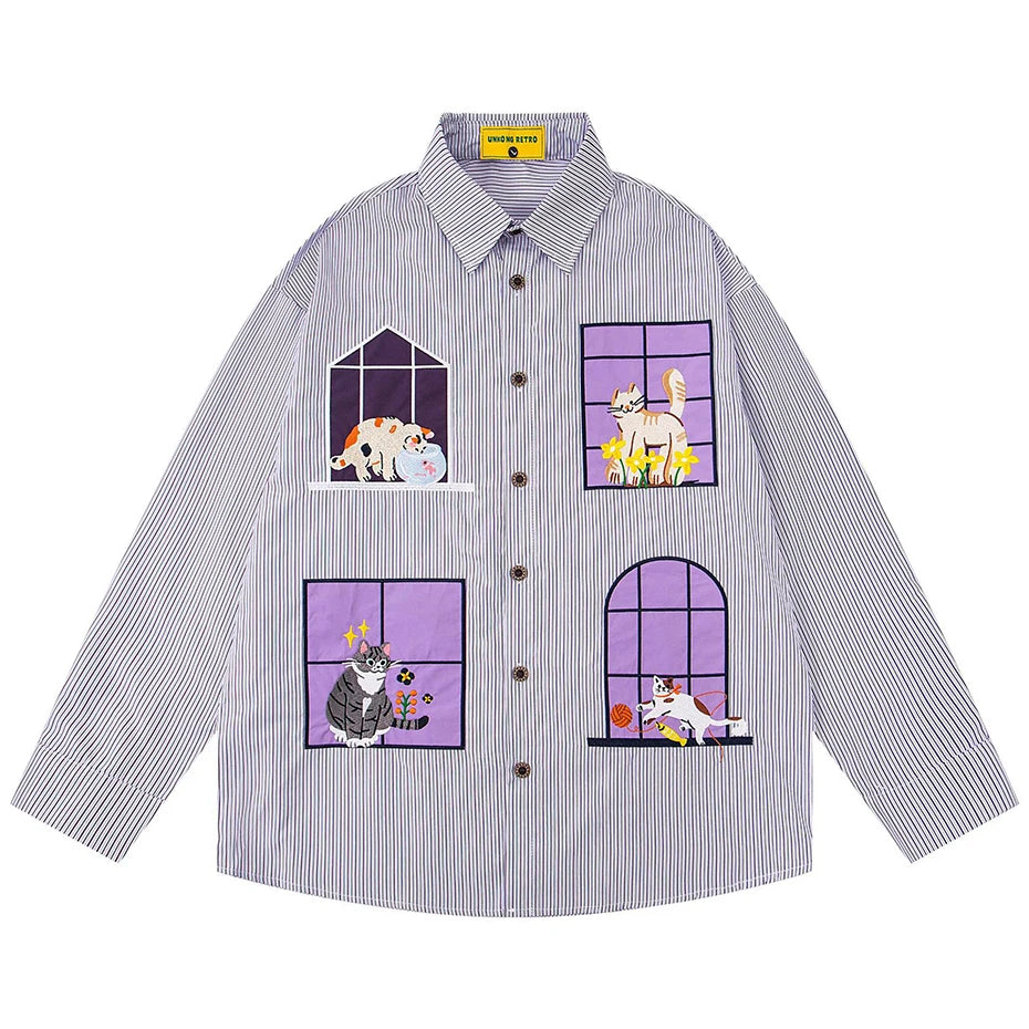 Funny Cats Graphic Loose Shirt — styling shot