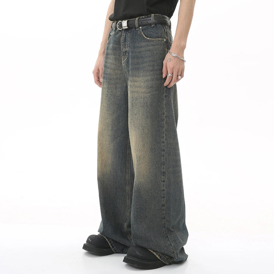 Vintage Blue Denim Loose Jeans — fit shot