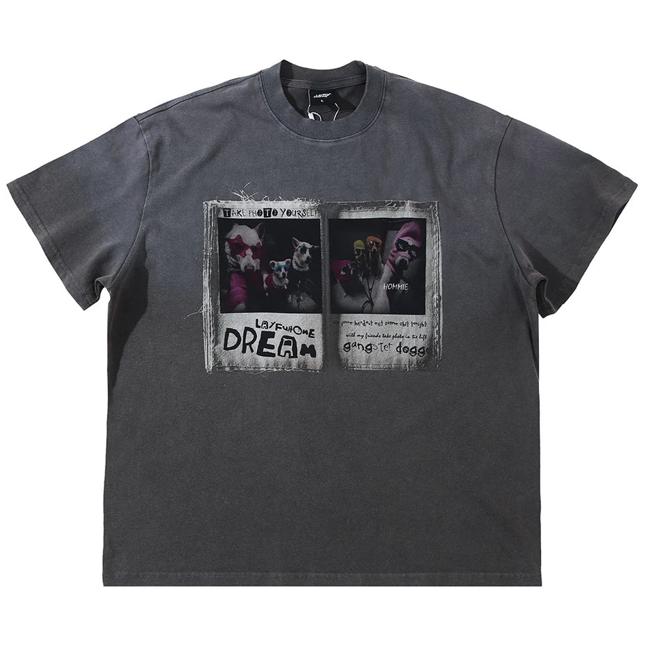 Y2K Dog Graphic Oversized T-Shirt — styling shot