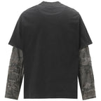 Vintage Camouflage Patchwork Long Sleeve Tee — front view