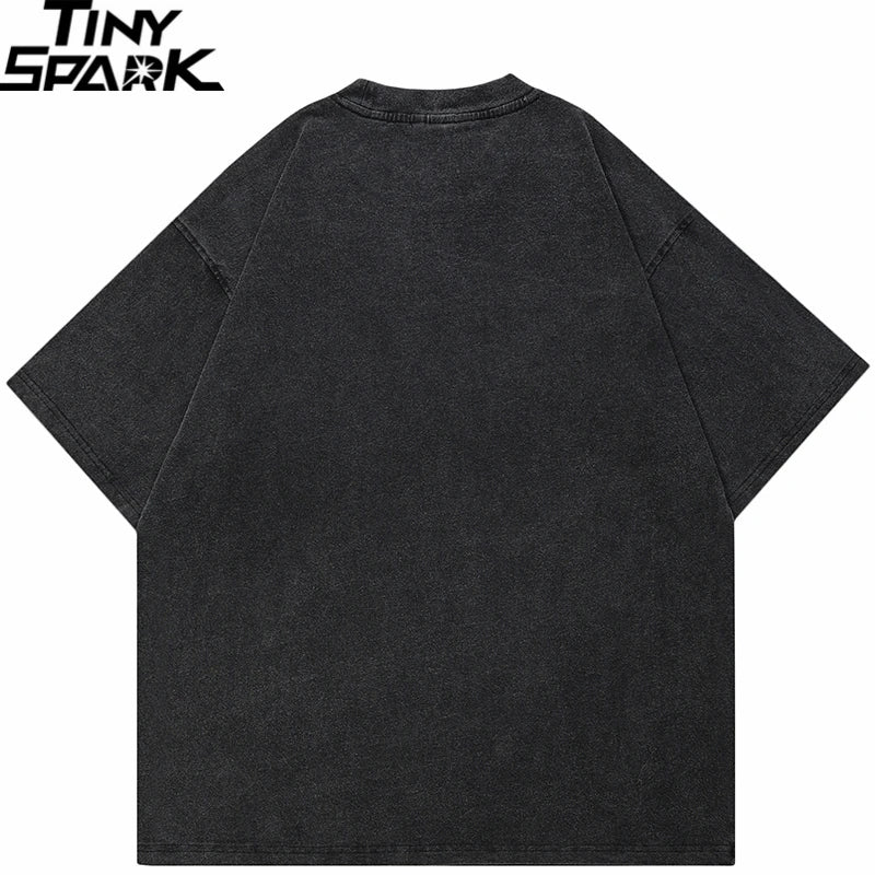Retro Black Graphic Oversized T-Shirt — back view