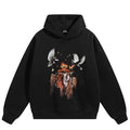Vintage Retro Black Graphic Hoodie — fabric close-up