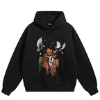 Vintage Retro Black Graphic Hoodie — fabric close-up