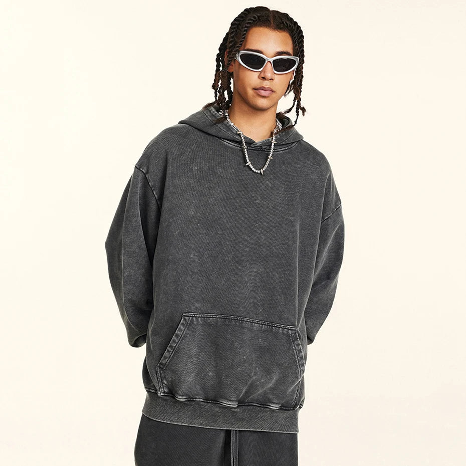 Vintage Print Oversized Hoodie — fit shot