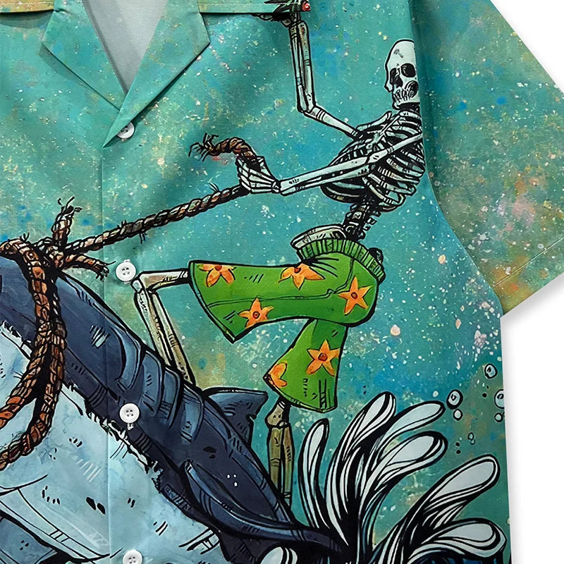 Shark Graphic Oversized Shirt — back view