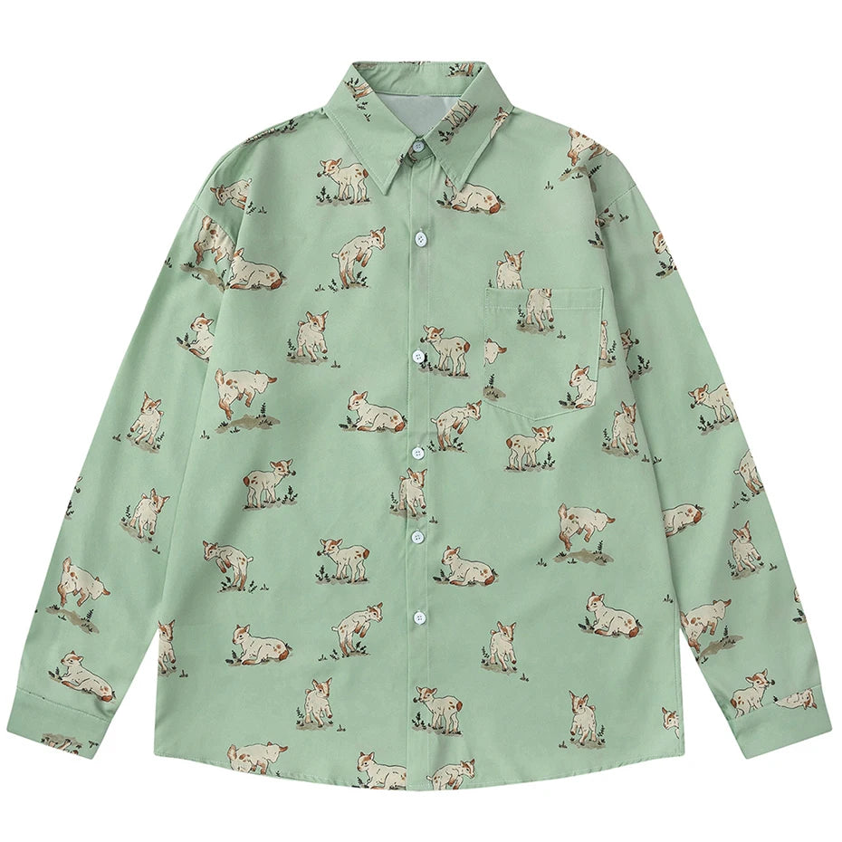 Goat Graphic Loose Shirt — back view