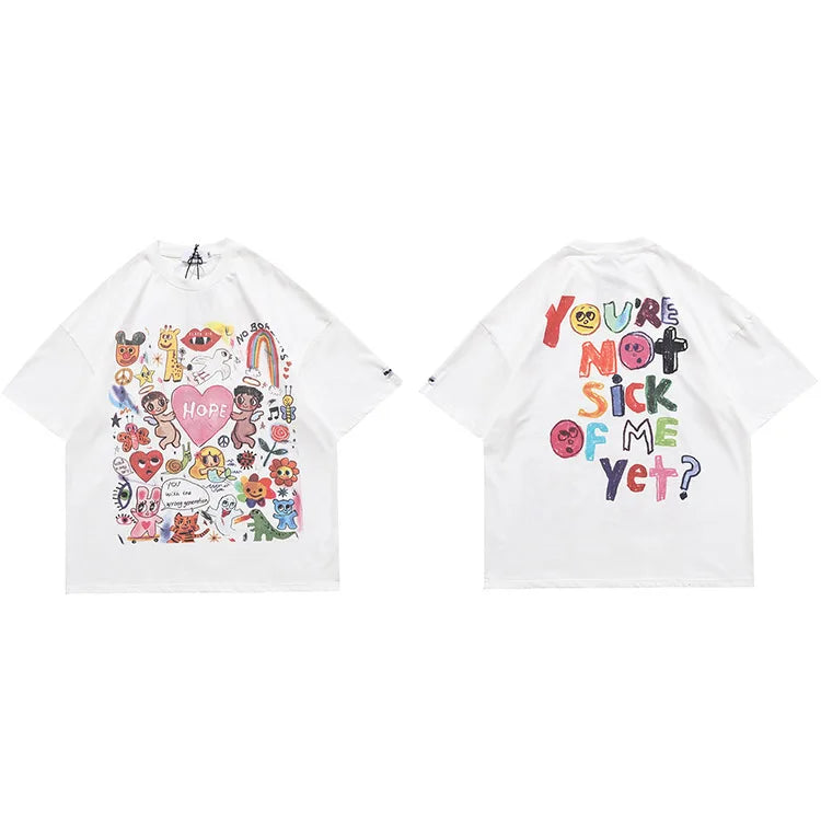 Letter Heart Print T-Shirt — fit shot