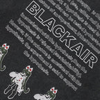Black Kanji Cartoon Washed T-Shirt — detail shot