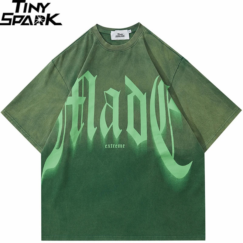 Gradient Letter Graphic Oversized T-Shirt — front view
