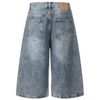 Y2K Vintage Blue Loose Denim Shorts — front view