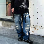 Vintage Ripped Denim Baggy Jeans — back view