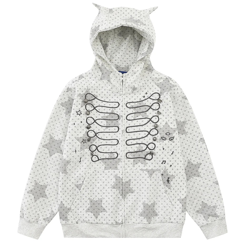 Y2K Skeleton Star Graphic Oversized Hoodie — styling shot