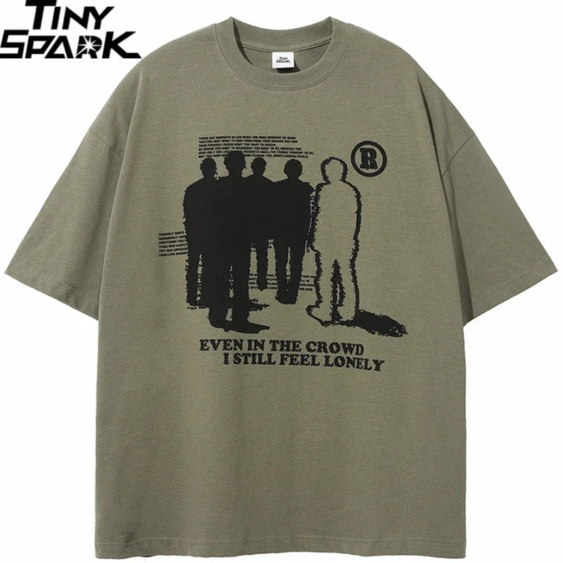 Black Lonely Shadow Graphic T-Shirt — front view