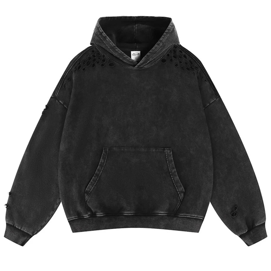 Vintage Ripped Oversized Hoodie — back view