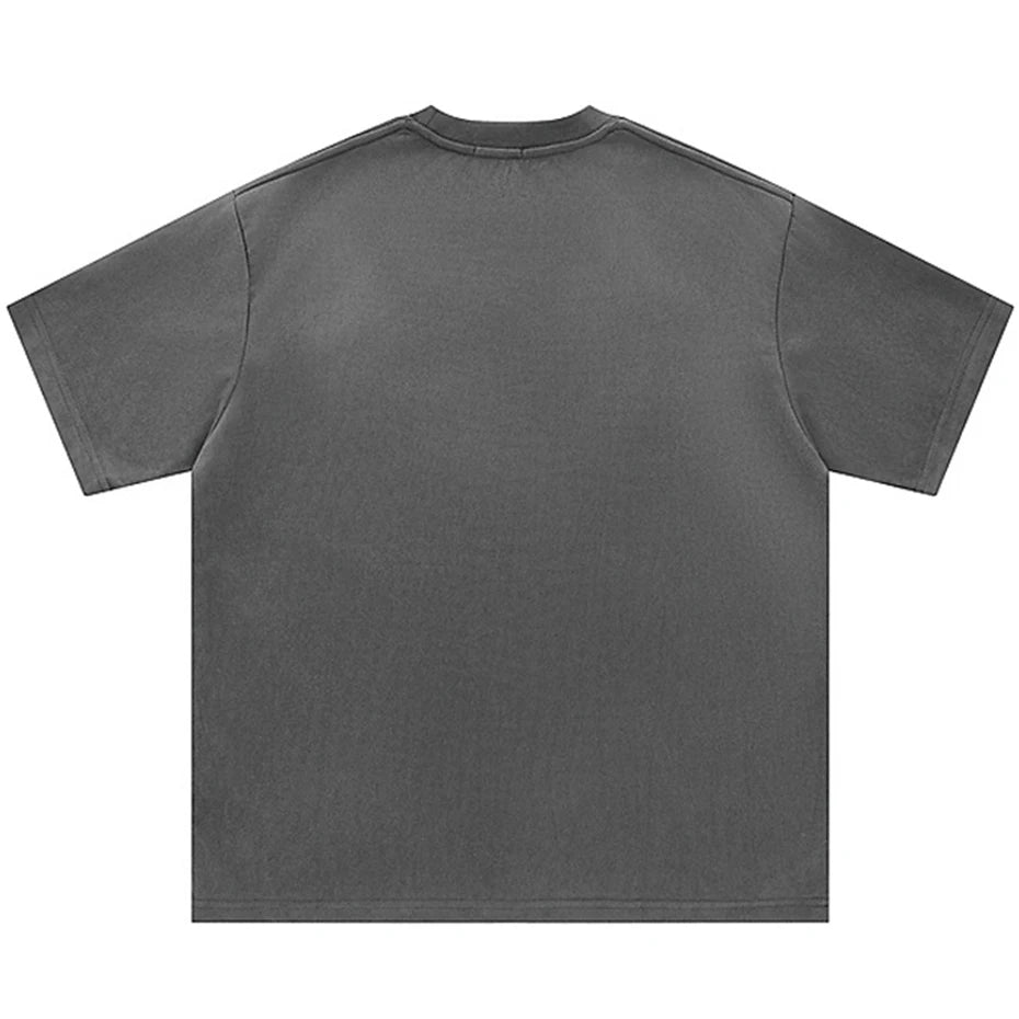 Striped Suede Loose T-Shirt — front view