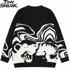 Retro Skull Graphic Knit Sweater — fit shot