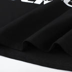 Black Cat Graphic Loose T-Shirt — fabric close-up