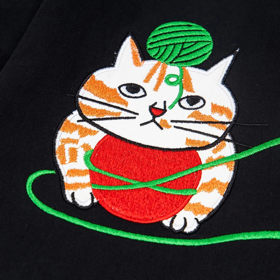 Cat Embroidered Loose Shirt — fit shot