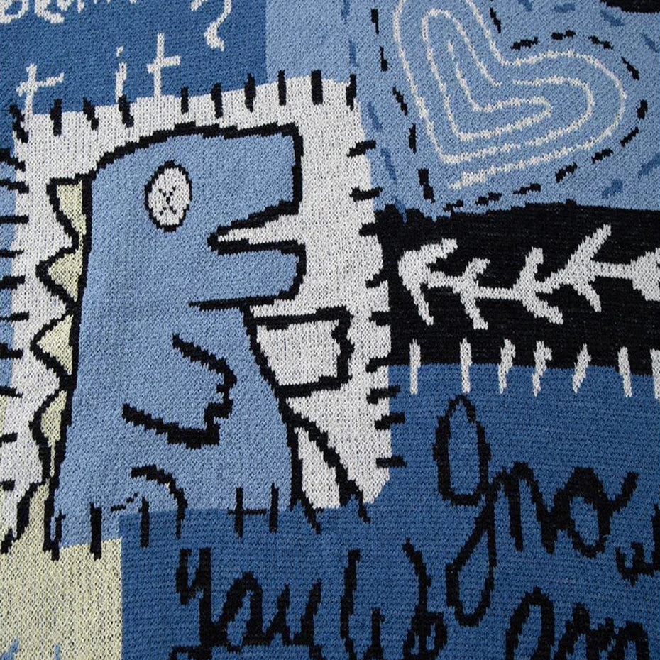 Sweaters Y2K Graphic Knit Oversized Sweater — detail shot