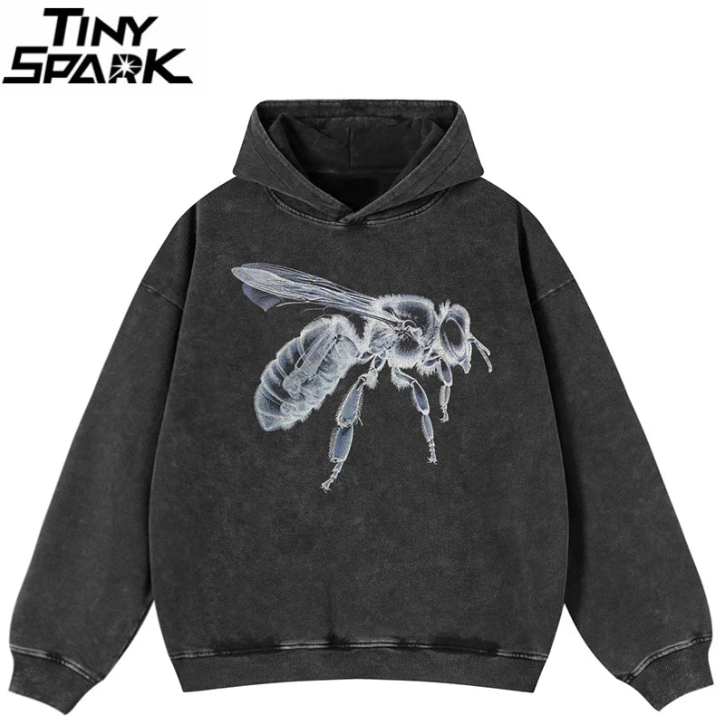 Ray Black Graphic Oversized Hoodie — front view