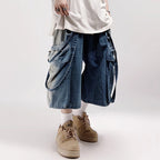 Rivet Vintage Loose Denim Shorts — front view