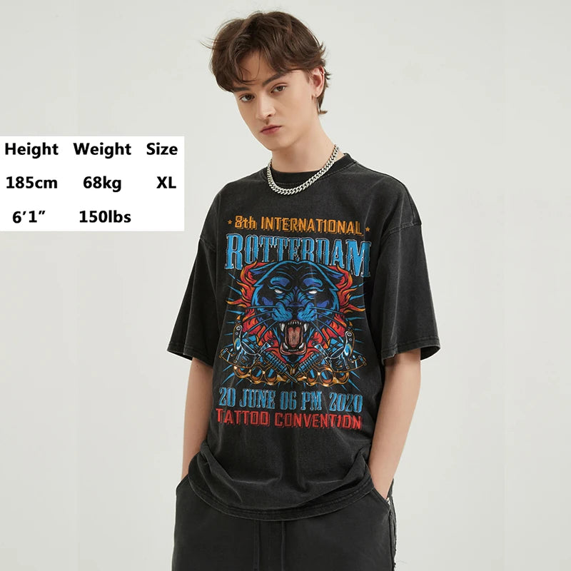 Animal Retro Black Washed T-Shirt — back view