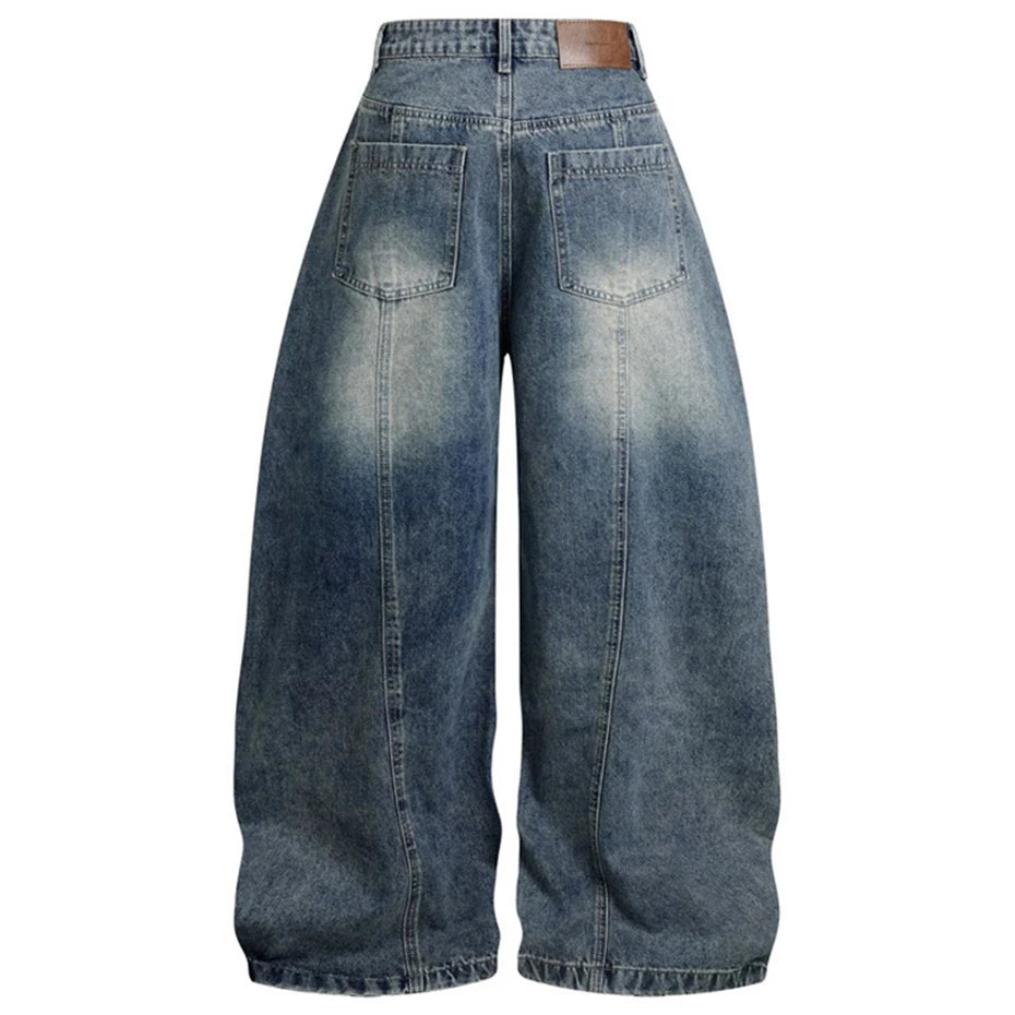 Y2K Blue Denim Wide Leg Jeans — front view