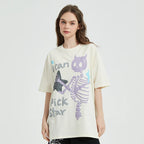 Devil Skull Graphic T-Shirt — fabric close-up