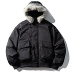 White Padded Fur Loose Puffer Jacket — styling shot