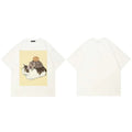 Y2K Beige Cats Cartoon Graphic T-Shirt — side view