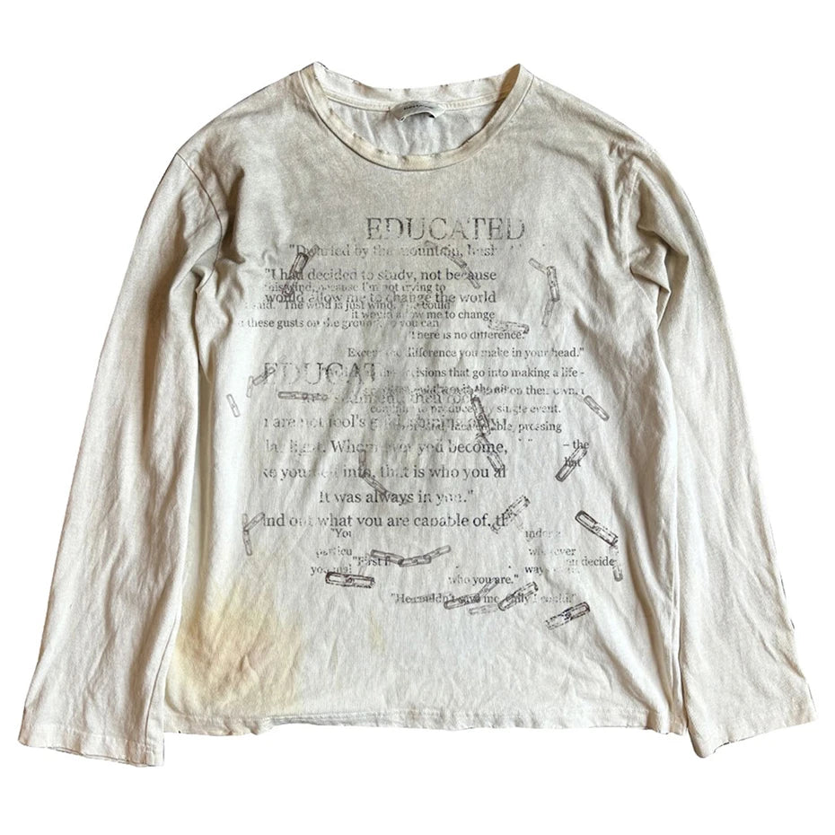 Y2K Anime Graphic Oversized Long Sleeve Tee — fabric close-up
