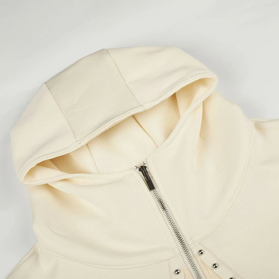 Y2K Star Zip Oversized Jacket — fit shot