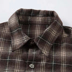 Vintage Plaid Loose Shirt — back view