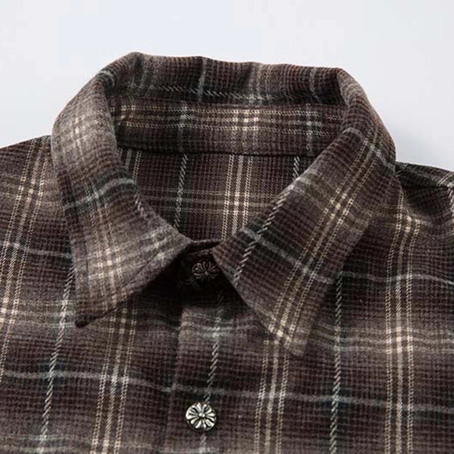 Vintage Plaid Loose Shirt — back view