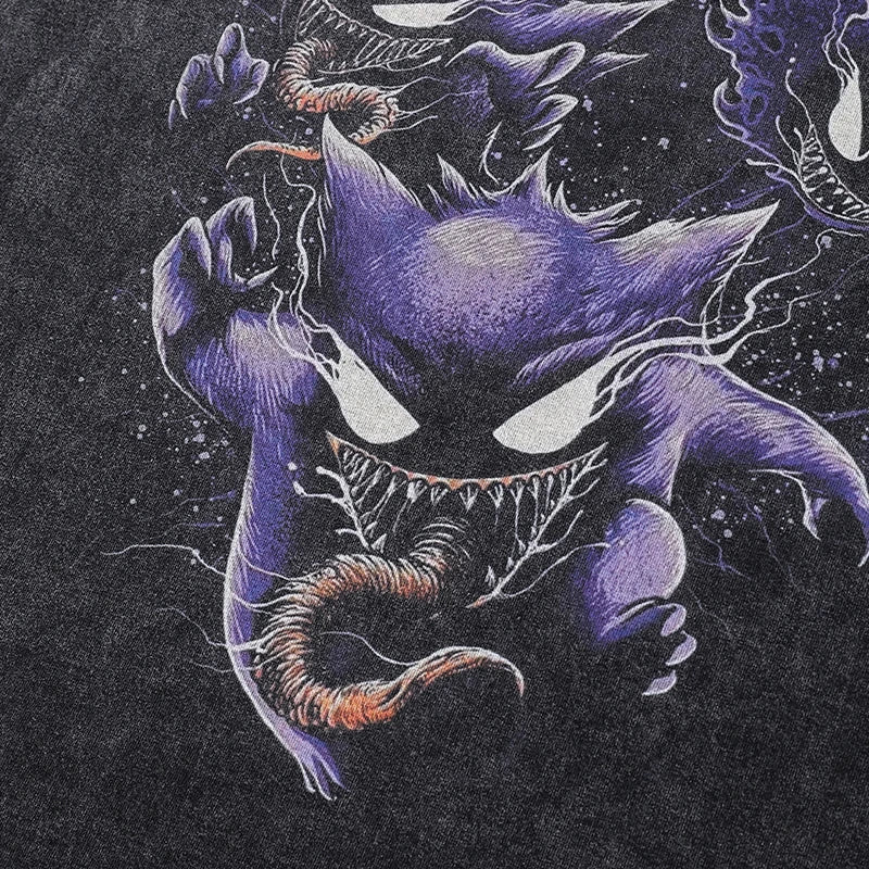 Retro Black Devil Washed Oversized T-Shirt — fit shot