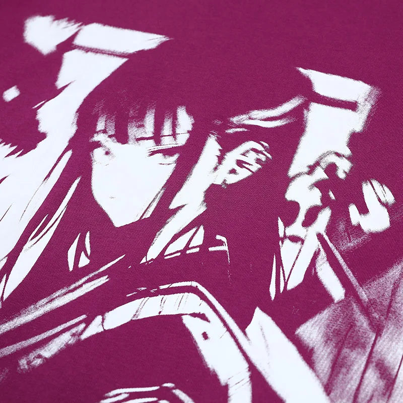 Print Anime Cartoon Graphic T-Shirt — front view