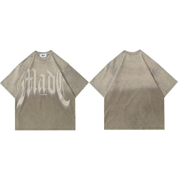 Gradient Letter Graphic Oversized T-Shirt — close-up
