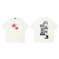 Star Vintage White Graphic T-Shirt — fabric close-up