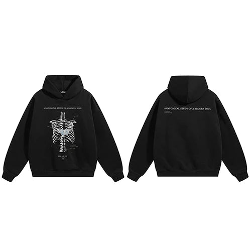 Butterfly Skeleton Graphic Hoodie — fabric close-up