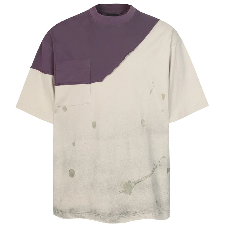 Vintage Color Block Oversized T-Shirt — back view