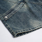 Vintage Ripped Loose Denim Shorts — fabric close-up