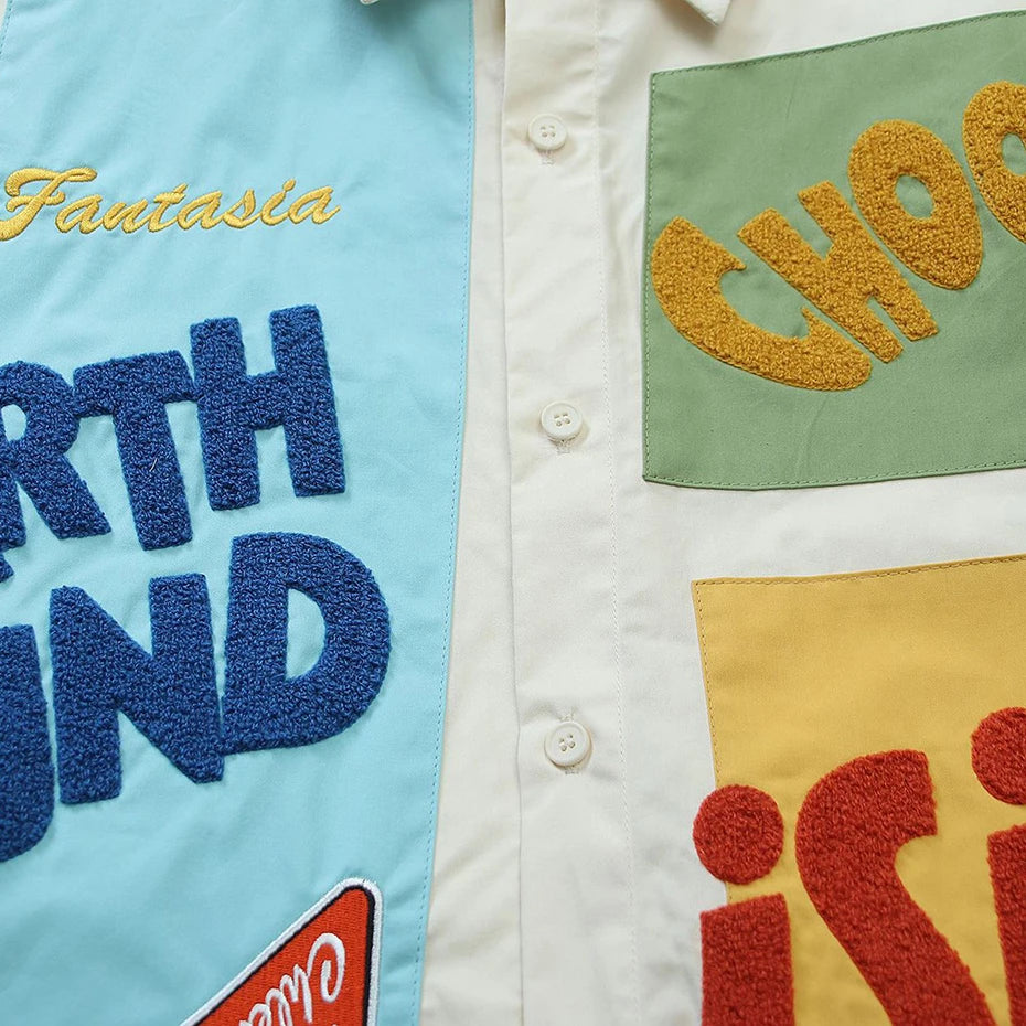 Y2K Color Block Shirt — detail shot