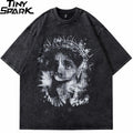 Retro Black Cross Graphic Oversized T-Shirt — front view
