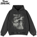 Black Shadow Graphic Oversized Hoodie — front view