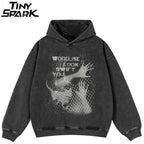 Black Shadow Graphic Oversized Hoodie — front view